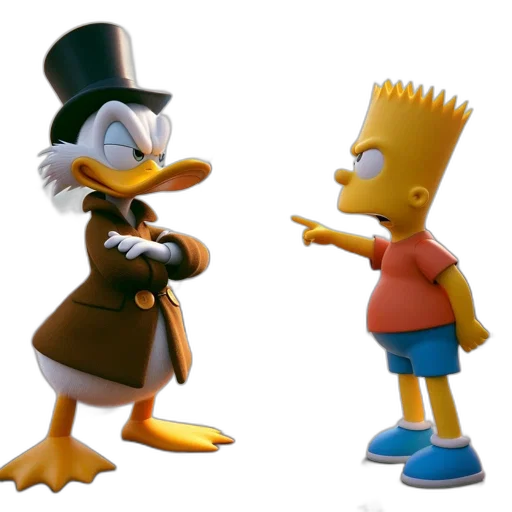 hat, 3d render, concept art, cartoon, stern-looking, duck, coat, points transparent PNG cut-out