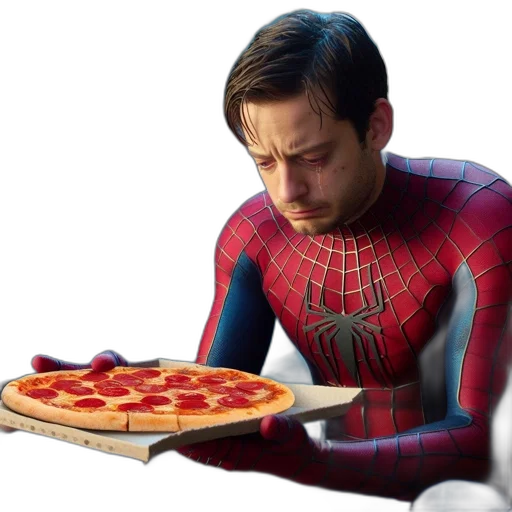 food, animal, comic book art, concept art, 3d render, man, spider-man, costume transparent PNG cut-out