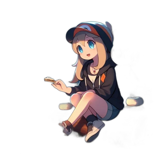 hat, dress, staff, weapon, anime, cartoon, pixel art, concept art transparent PNG cut-out
