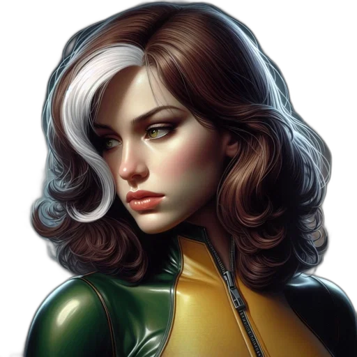 face, robot, comic book art, photorealistic, concept art, fantasy art, green, golden transparent PNG cut-out