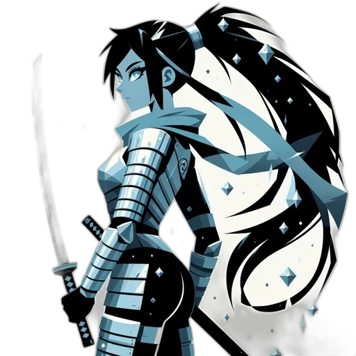 sword, weapon, comic book art, concept art, fantasy art, cartoon, blue, monochrome transparent PNG cut-out