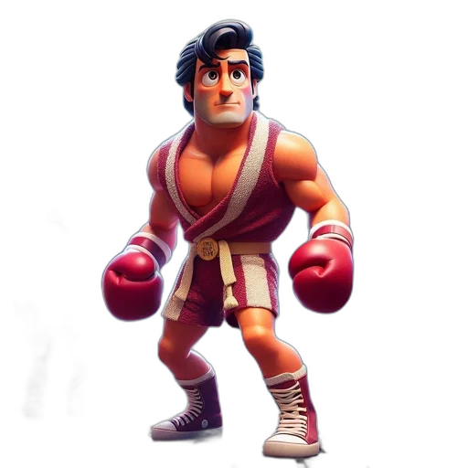 jacket, weapon, 3d render, concept art, cartoon, pixel art, animated, boxer transparent PNG cut-out