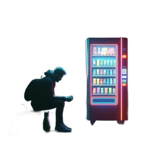 jacket, food, robot, furniture, vaporwave, concept art, cyberpunk, 3d render transparent PNG cut-out