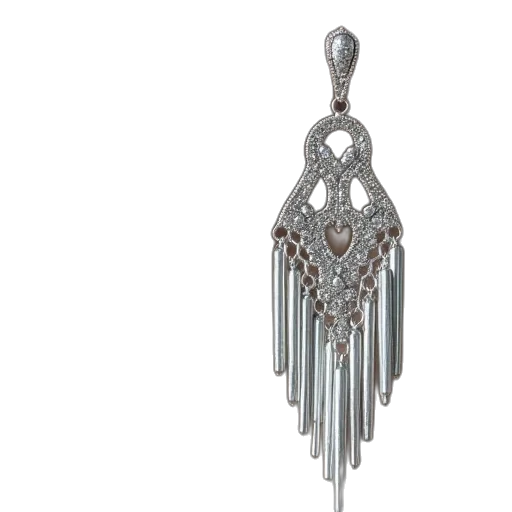 jewelry, crown, 3d render, silver, tone, earrings, complement, sparkling transparent PNG cut-out