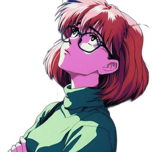 jacket, face, staff, animal, anime, vaporwave, cartoon, concept art transparent PNG cut-out