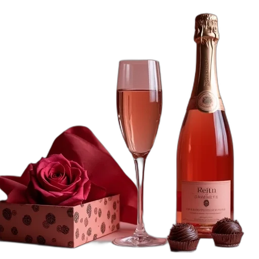 moeet, rose, champagne, chocolates, set transparent PNG cut-out