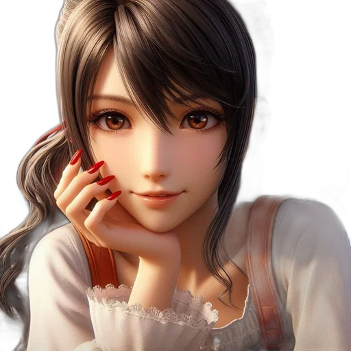 face, dress, jewelry, photorealistic, fantasy art, anime, 3d render, monochrome transparent PNG cut-out