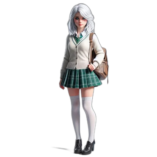 jacket, 3d render, concept art, photorealistic, anime, monochrome, character, long transparent PNG cut-out
