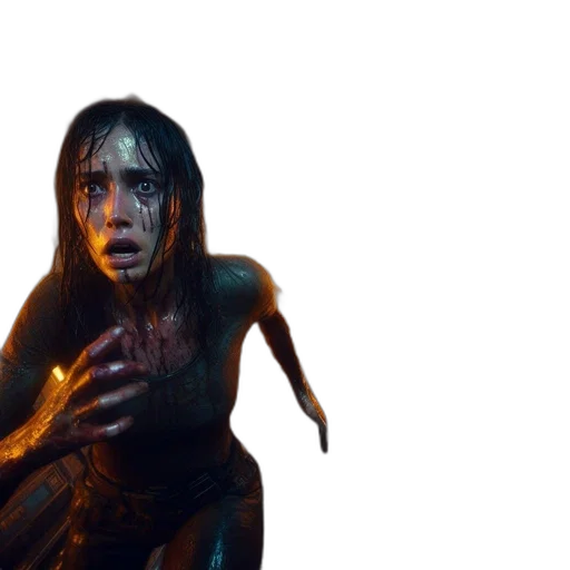 creature, face, concept art, 3d render, comic book art, fantasy art, underwater, fire transparent PNG cut-out