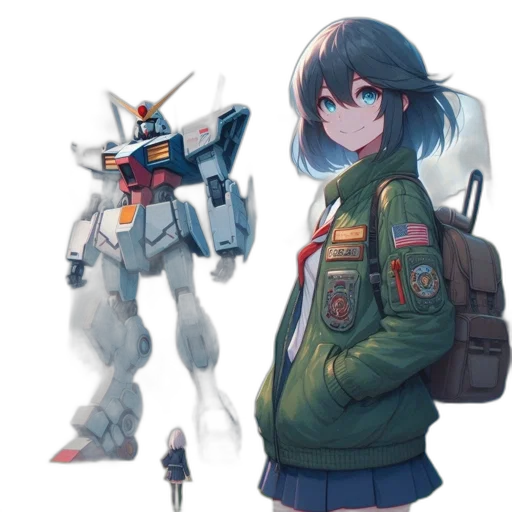 jacket, robot, weapon, creature, concept art, pixel art, anime, fantasy art transparent PNG cut-out
