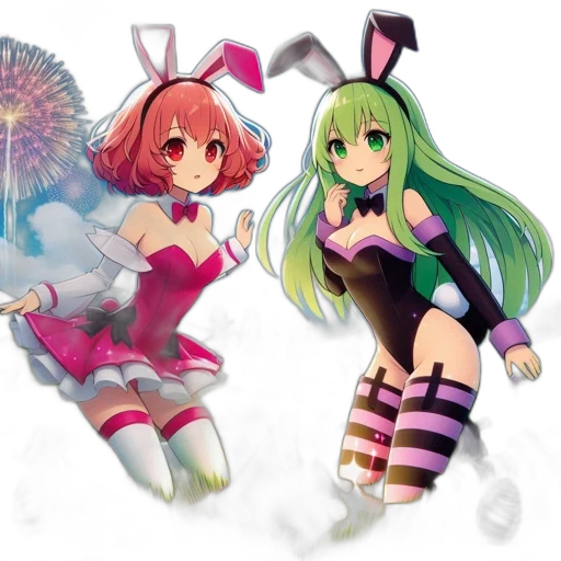 anime, concept art, pixel art, fantasy art, green, neon, colorful, two transparent PNG cut-out