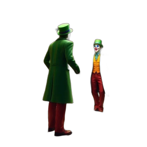 mask, staff, hat, concept art, 3d render, comic book art, pixel art, city street transparent PNG cut-out