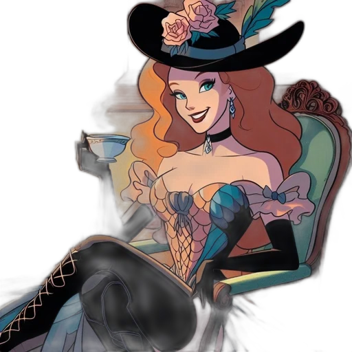 hat, crown, dress, jewelry, comic book art, cartoon, concept art, fantasy art transparent PNG cut-out