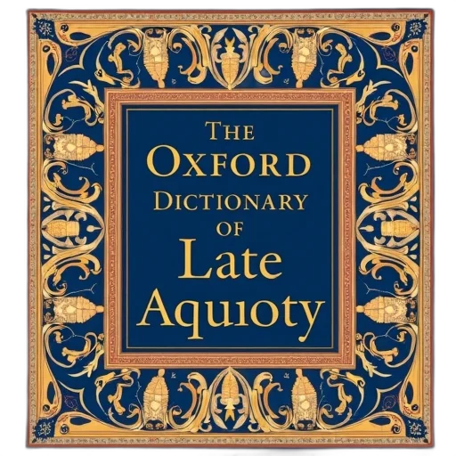 cover, oxford, dictionary, late, antiquity, blue, background, decorative transparent PNG cut-out