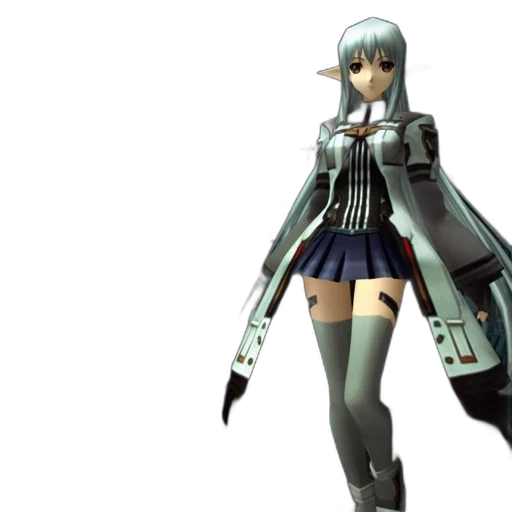 weapon, jacket, 3d render, concept art, animated, female, character, silver transparent PNG cut-out