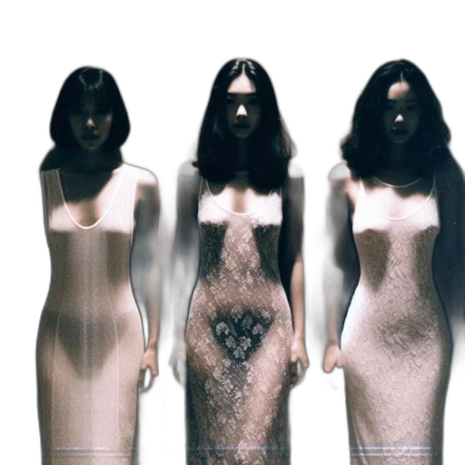 dress, 3d render, concept art, three, women, different, colored, gowns transparent PNG cut-out