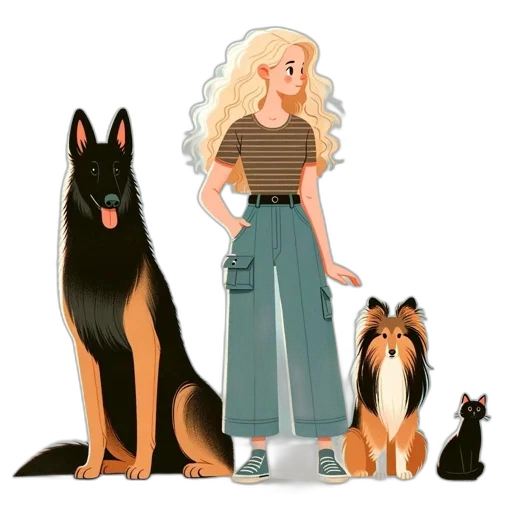 animal, dress, staff, cartoon, concept art, watercolor, fantasy art, fire transparent PNG cut-out