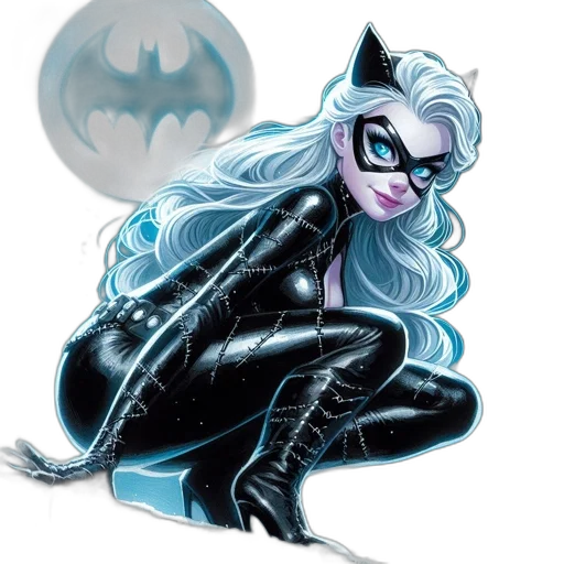 comic book art, concept art, cartoon, fantasy art, female, figure, black, form-fitted transparent PNG cut-out