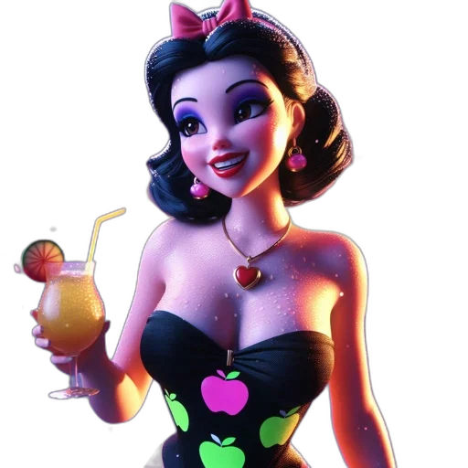 dress, cartoon, 3d render, concept art, comic book art, neon lights, animated, female transparent PNG cut-out