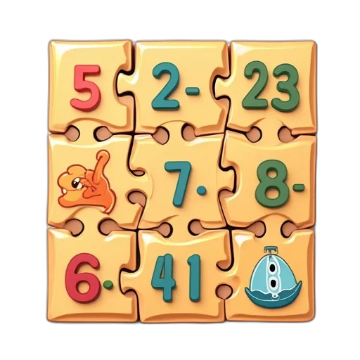 cartoon, puzzle, board, numbers transparent PNG cut-out