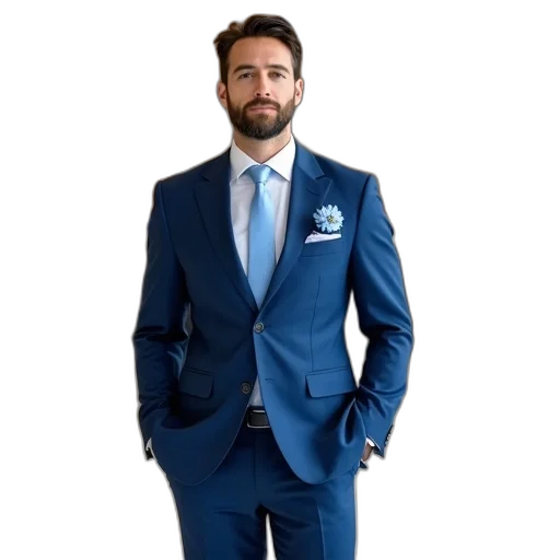 jacket, staff, blue, man, suit, light, tie, pocket transparent PNG cut-out