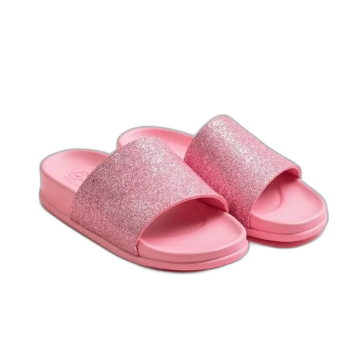 shoes, vaporwave, 3d render, pastel, pair, pink, sandals, glittery transparent PNG cut-out