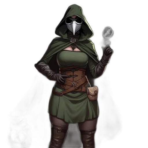 mask, jacket, staff, weapon, concept art, fantasy art, pixel art, comic book art transparent PNG cut-out