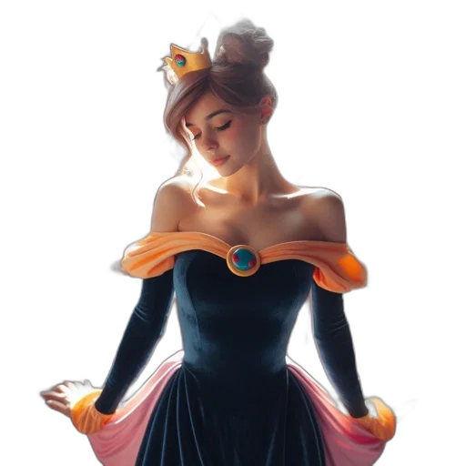 dress, crown, jewelry, concept art, fantasy art, oil painting, 3d render, underwater transparent PNG cut-out