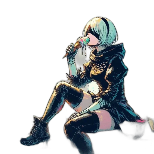 weapon, sword, jacket, staff, concept art, anime, cyberpunk, fantasy art transparent PNG cut-out