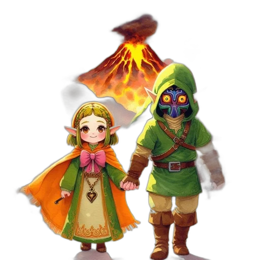 mask, staff, concept art, fantasy art, pixel art, 3d render, fire, green transparent PNG cut-out