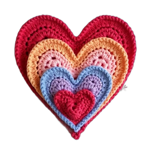 jewelry, colorful, collection, crochet, hearts, displayed, white, background transparent PNG cut-out