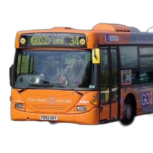 staff, 3d render, photorealistic, bright, orange, bus, destination, uni transparent PNG cut-out