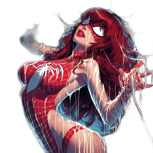 comic book art, concept art, fantasy art, pixel art, red, female, character, resembling transparent PNG cut-out