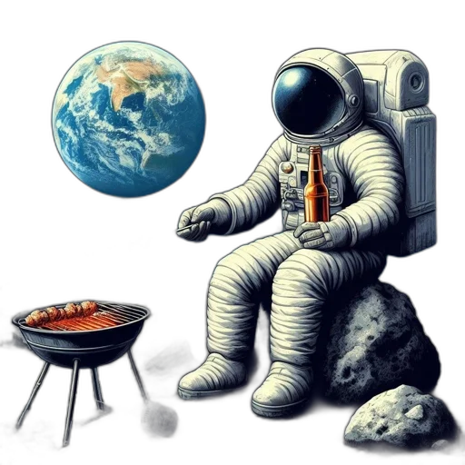 robot, food, furniture, concept art, pixel art, fantasy art, photorealistic, outer space transparent PNG cut-out