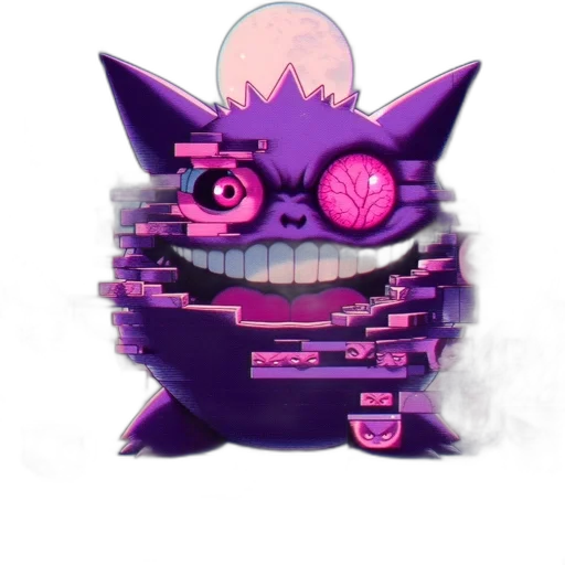 mask, creature, face, staff, 3d render, concept art, vaporwave, pixel art transparent PNG cut-out