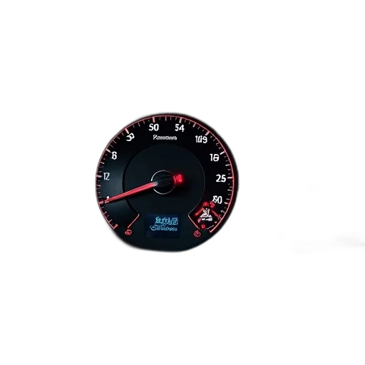 car, 3d render, close-up, dashboard, large, round, black, speedometer transparent PNG cut-out