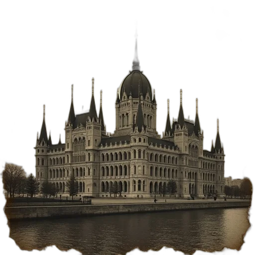 building, crown, concept art, photorealistic, 3d render, fantasy art, sepia-toned, image transparent PNG cut-out