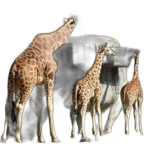 animal, creature, concept art, 3d render, photorealistic, fantasy art, three, giraffes transparent PNG cut-out