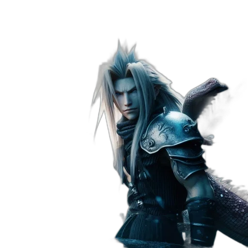 sword, dragon, hair, weapon, concept art, fantasy art, 3d render, photorealistic transparent PNG cut-out