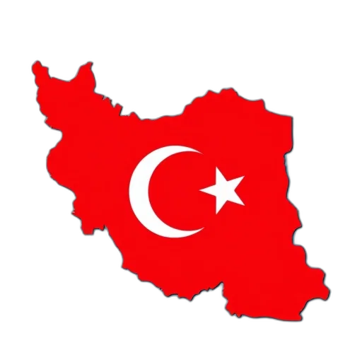 stylized, map, iran, red, white, flag, overlay, set transparent PNG cut-out