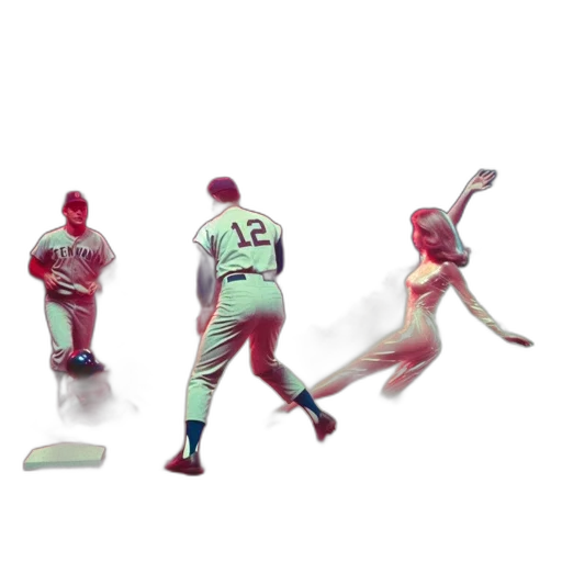 concept art, 3d render, pixel art, red, two, baseball, players, compete transparent PNG cut-out