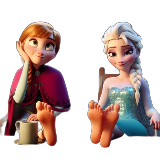 3d render, concept art, fantasy art, cartoon, snow, two, animated, females transparent PNG cut-out