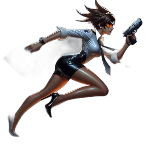 weapon, concept art, comic book art, pixel art, cyberpunk, female, character, black transparent PNG cut-out
