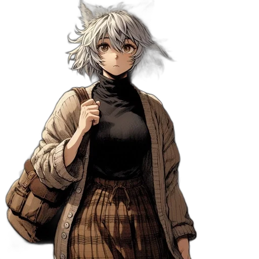 staff, dress, hat, jacket, concept art, pixel art, anime, fantasy art transparent PNG cut-out