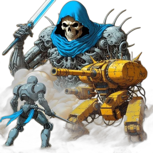 weapon, concept art, fantasy art, comic book art, pixel art, blue, monochrome, colossal transparent PNG cut-out