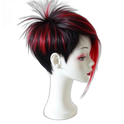 hair, hat, photorealistic, 3d render, anime, concept art, red, mannequin transparent PNG cut-out