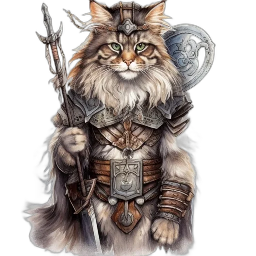 staff, animal, sword, fantasy art, concept art, pixel art, photorealistic, anthropomorphic transparent PNG cut-out