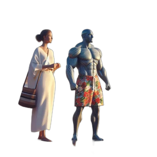 dress, robot, jacket, concept art, 3d render, comic book art, pixel art, beach transparent PNG cut-out