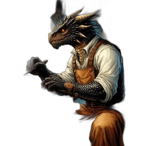 dragon, staff, animal, creature, fantasy art, concept art, comic book art, pixel art transparent PNG cut-out