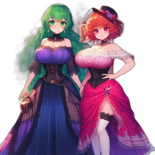 dress, crown, staff, fantasy art, pixel art, concept art, anime, green transparent PNG cut-out